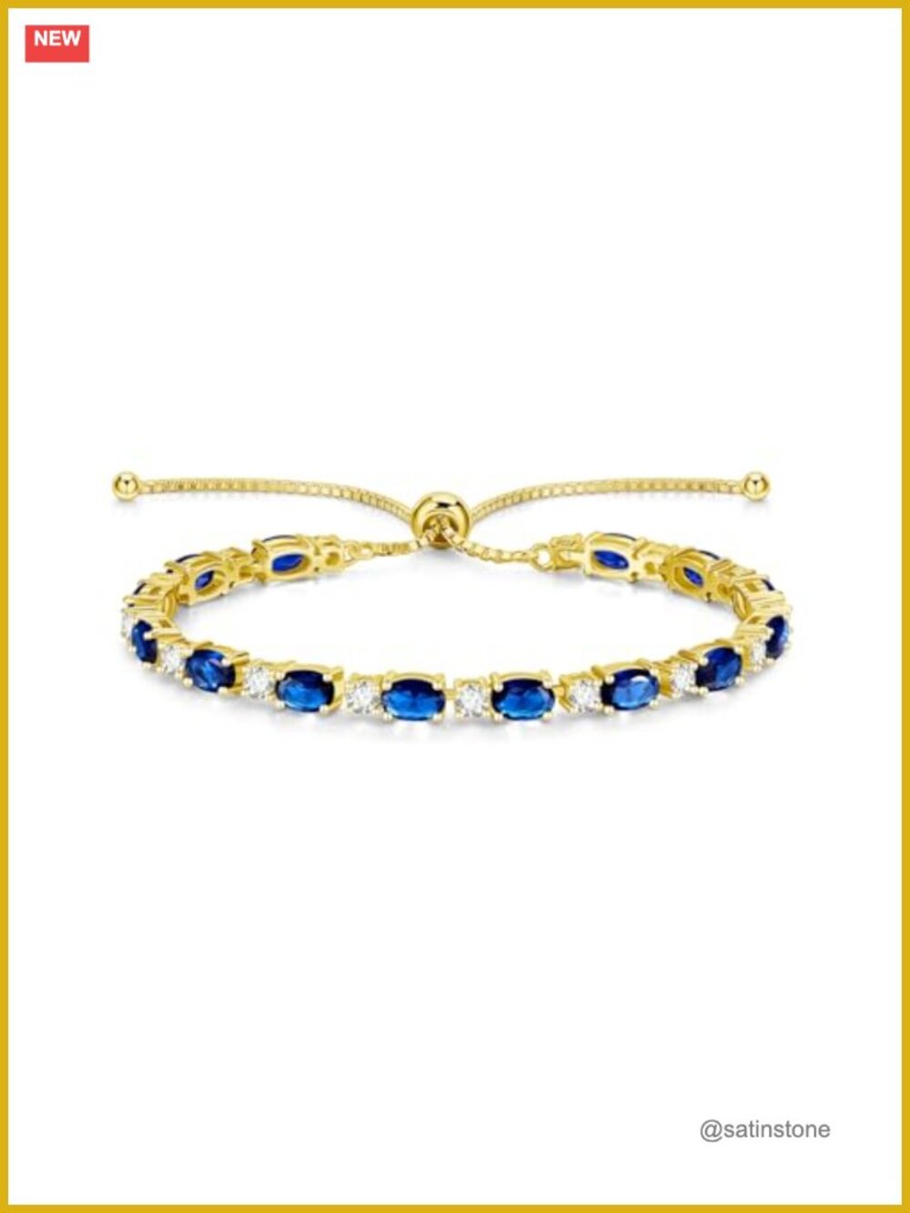 14K Gold Plated Sterling Silver Adjustable Bolo Tennis Bracelet